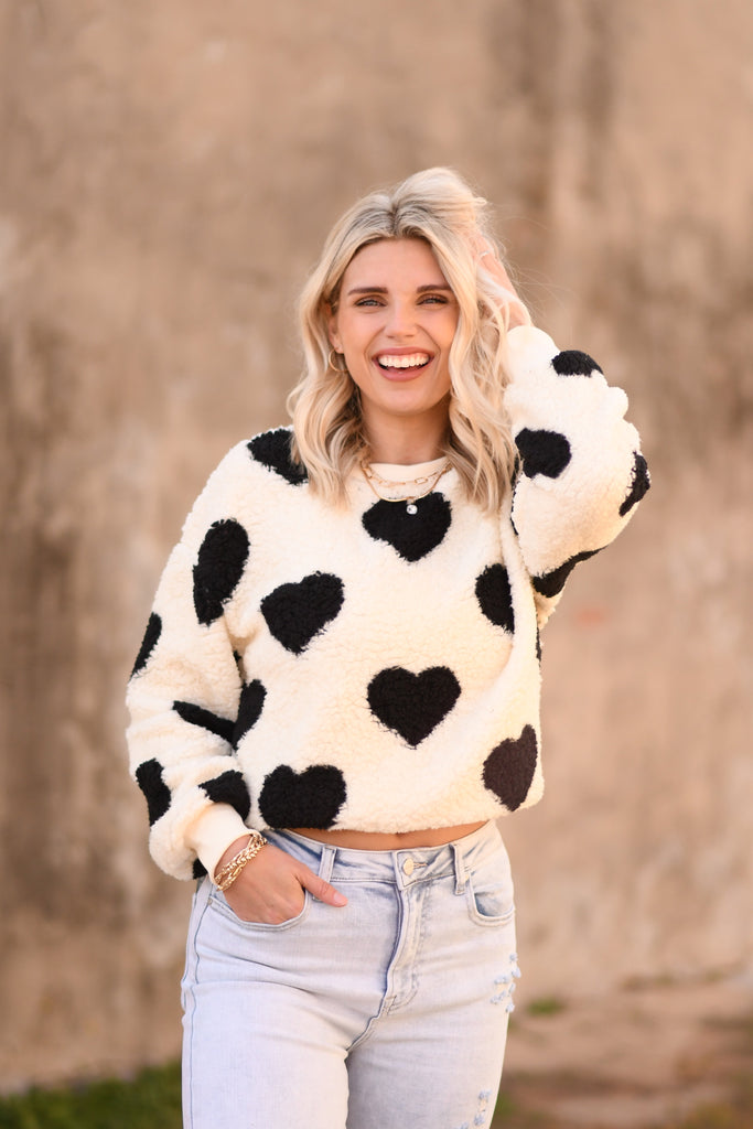 Black Heart Sherpa Sweater