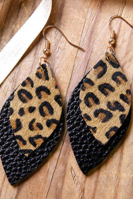 Leopard & Leather Layered Leather Earrings!