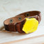 Yellow Turquoise Slab on Narrow Leather Cuff- TEXAS MADE!