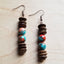 Multi-Colored Turquoise and Wood Earrings- TEXAS MADE!