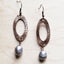 Gray Freshwater Pearl Dangle on Copper Hoop Earrings