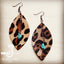 Leather Oval Earrings Leopard-TEXAS MADE!