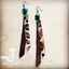 Leather Rectangle Earrings w/ Leopard and Turquoise- TEXAS MADE!